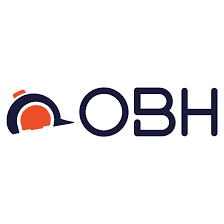 Logo d'OBH Mobility : un casque orange stylisé suivi des lettres OBH